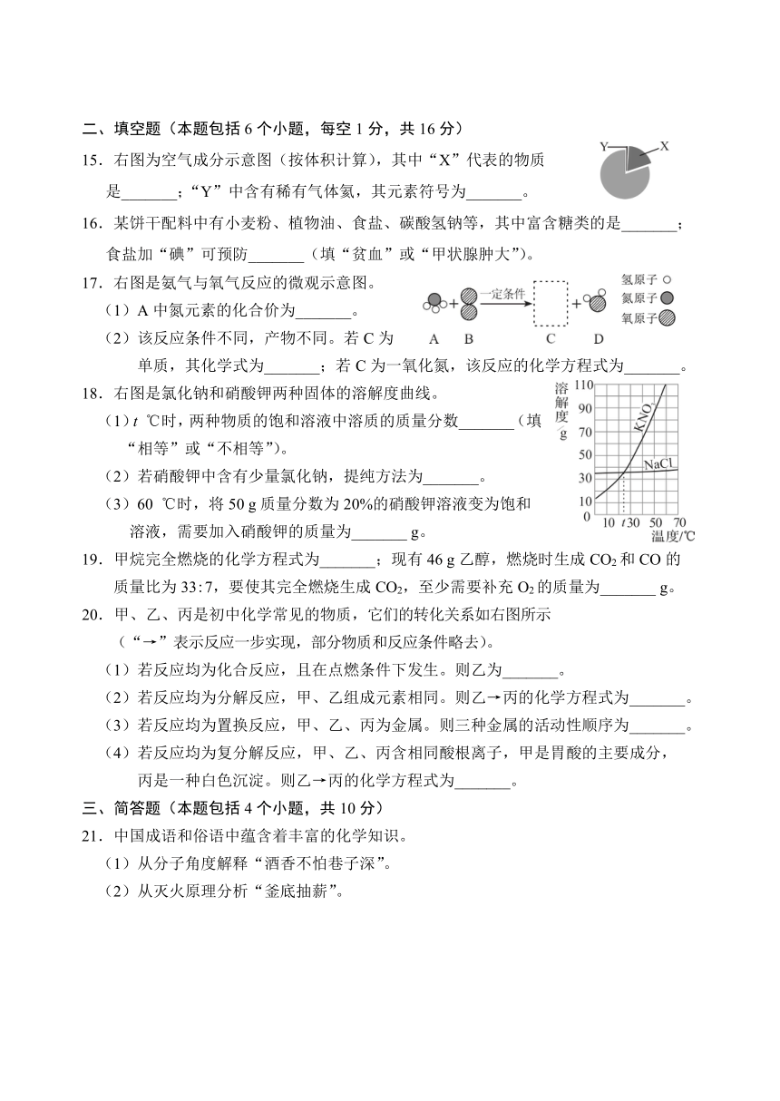 2021年河南省中考化学真题b卷word版有答案