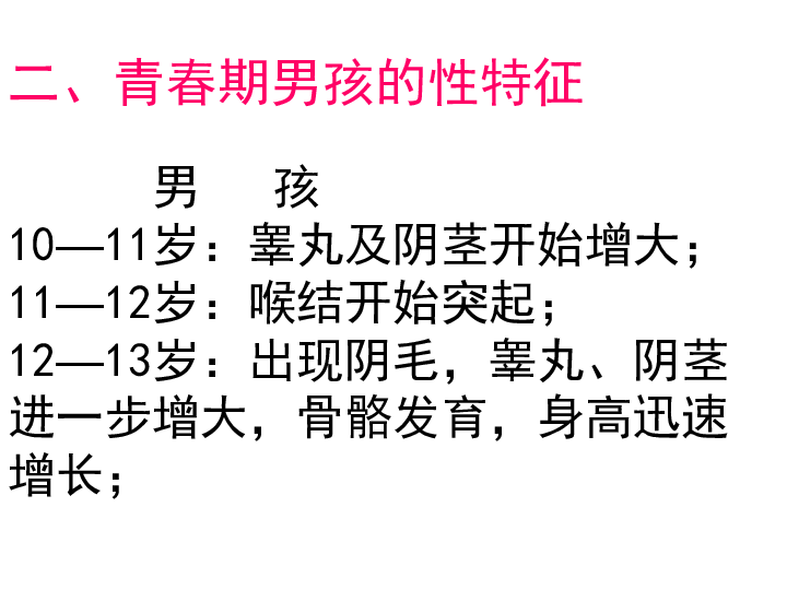 初中生男生青春期教育讲座课件