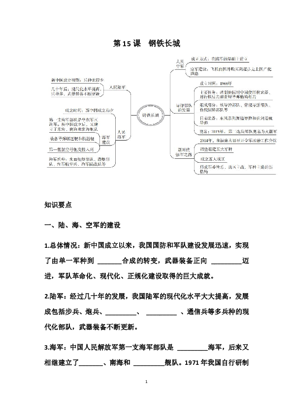 第15课钢铁长城知识点过关训练含答案