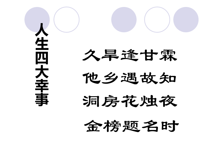 久旱逢甘霖他乡遇故知洞房花烛夜人生四大幸事金榜题名时昂扬进取的