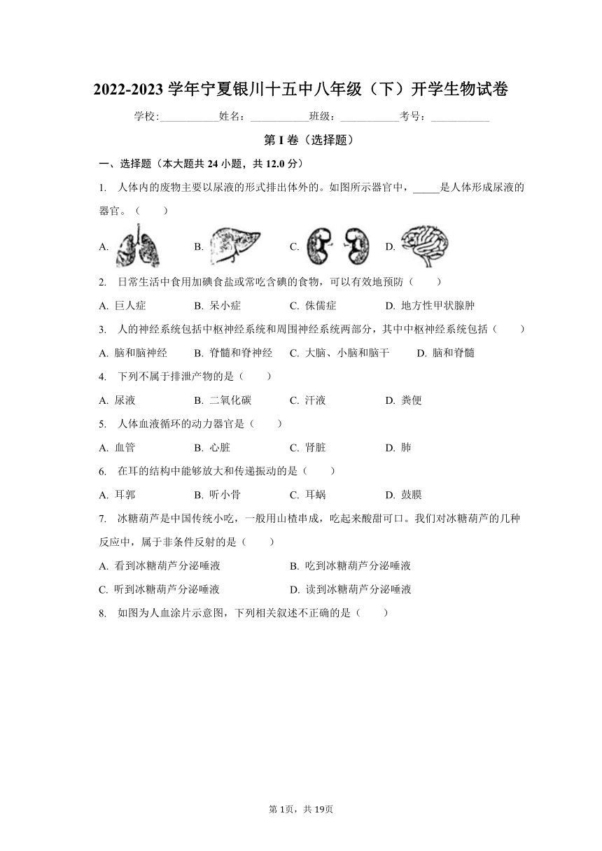 2022-2023学年宁夏银川市第十五中学八年级（下）开学生物试卷（含解析）