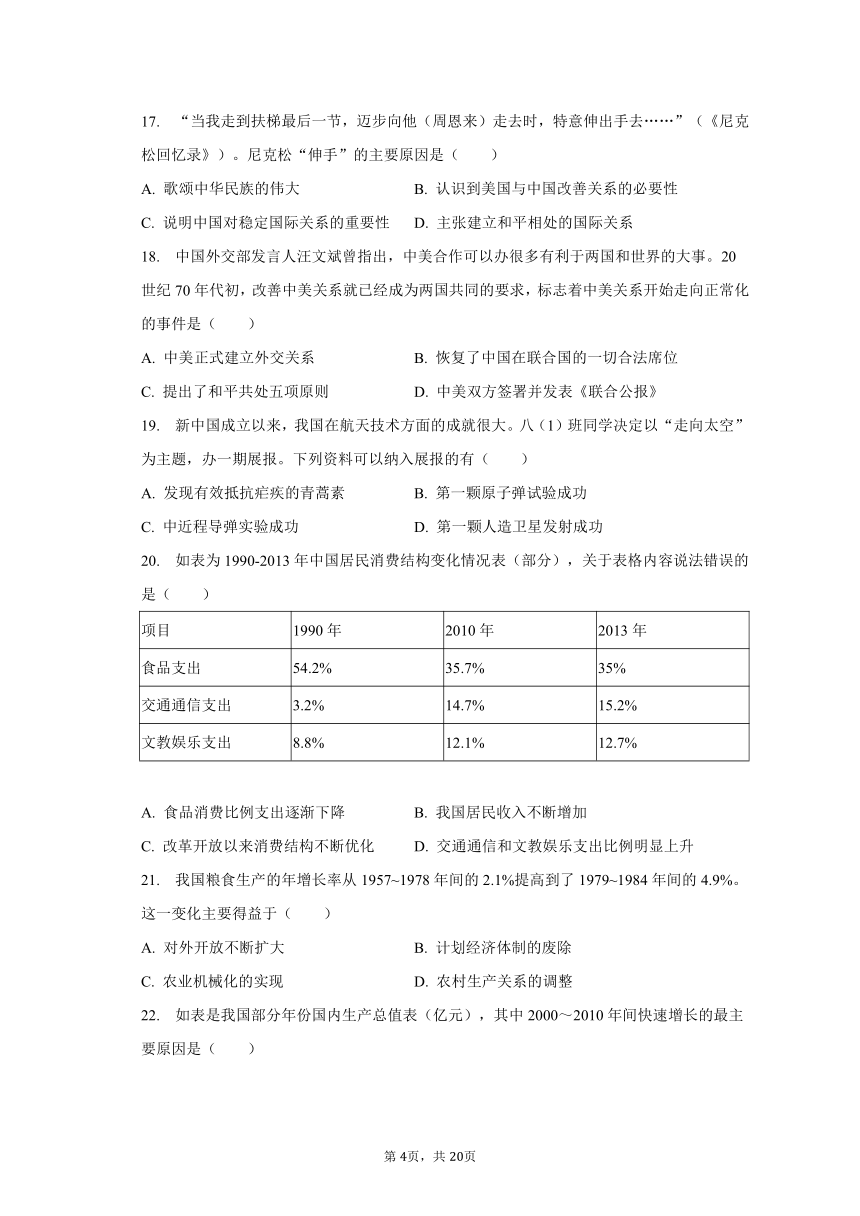 2022-2023学年广东省肇庆市封开县八年级（下）期末历史试卷（含解析）