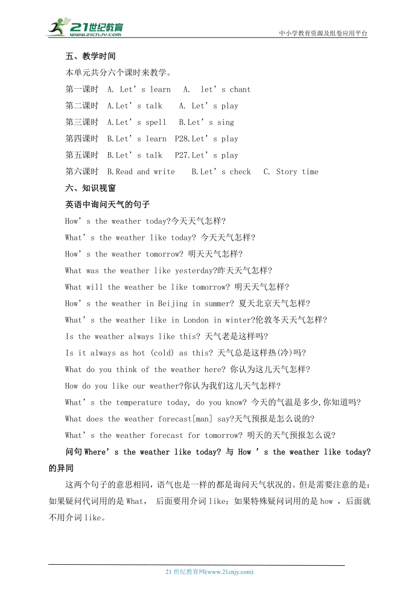 Unit 3 Weather A Let’s spell 大单元整体教学设计