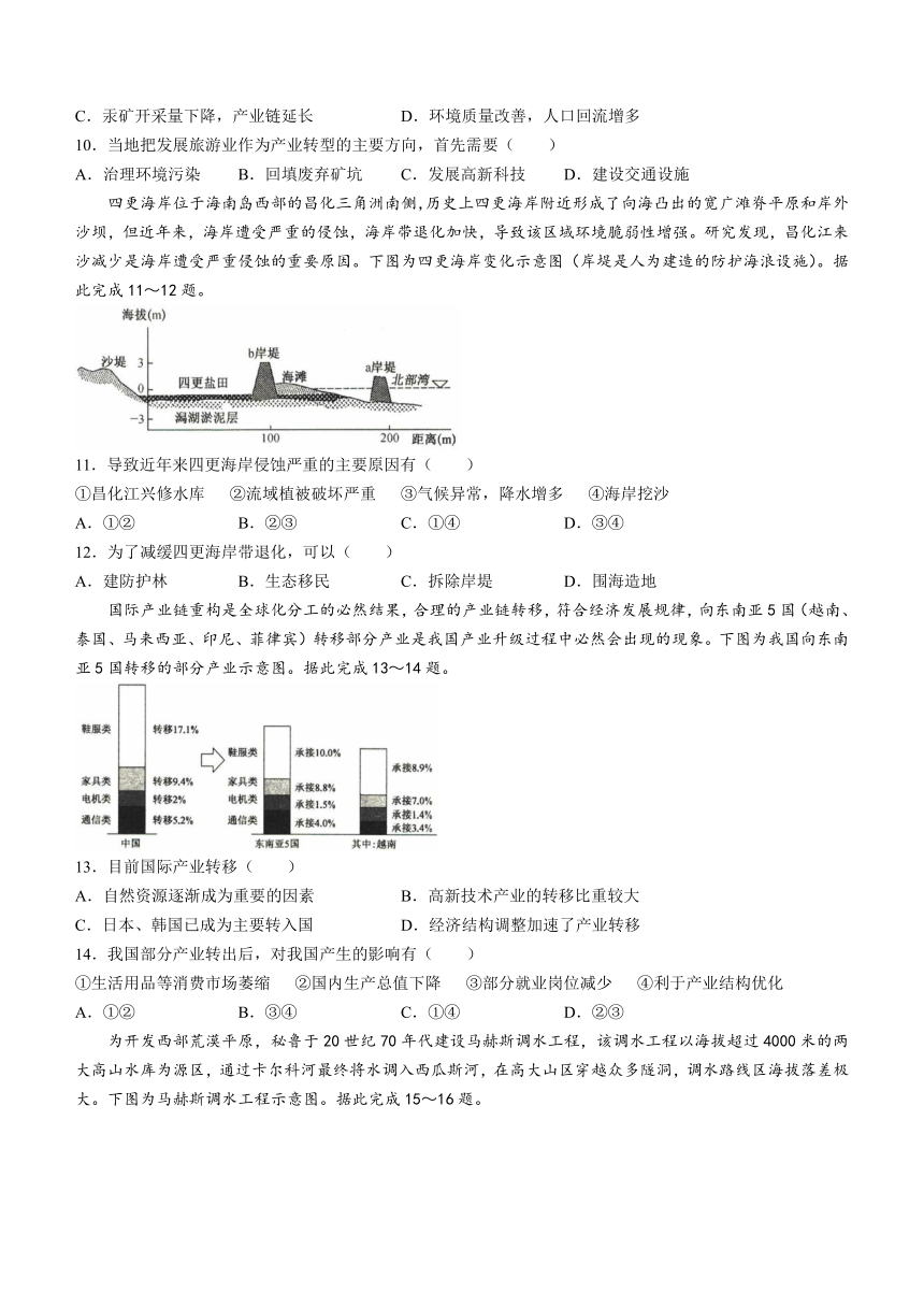 河北省沧州市沧州十校2023-2024学年高二下学期3月联考地理试题（含答案）