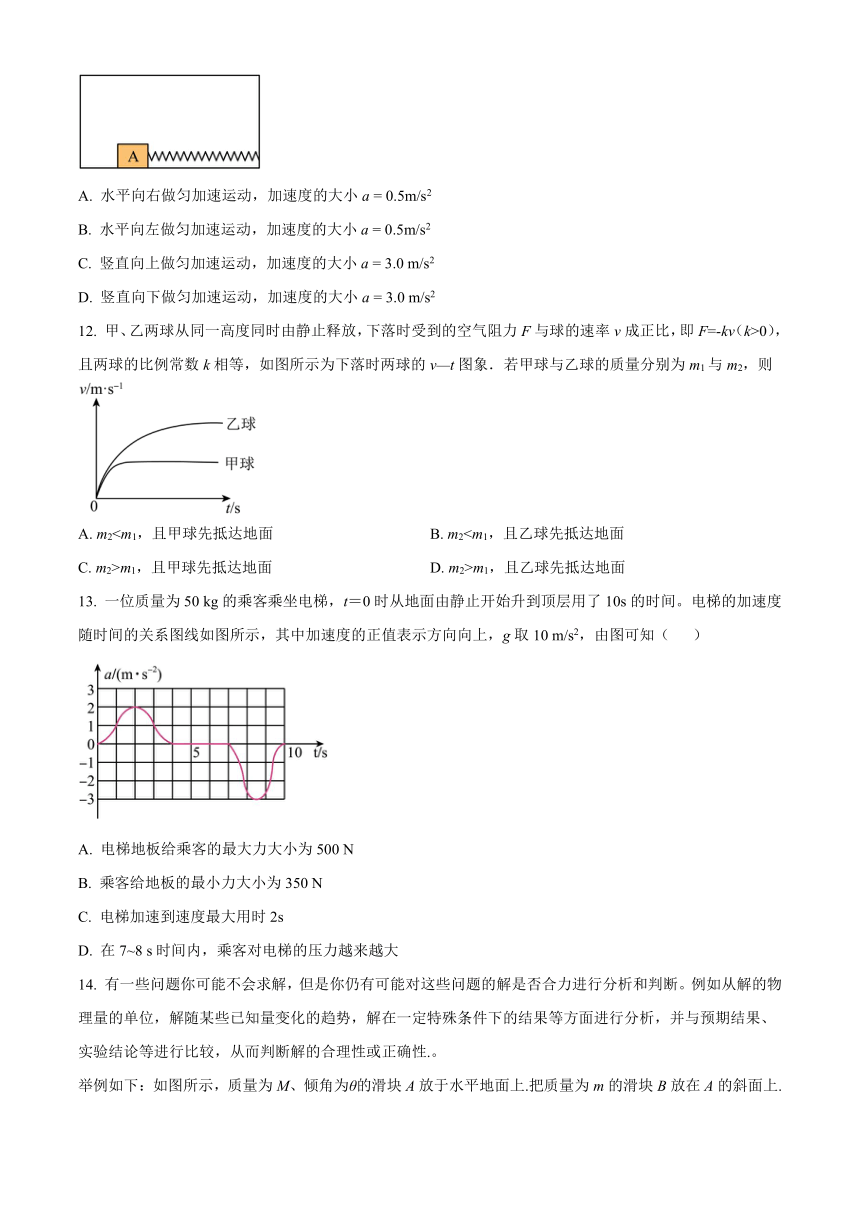 北京市海淀区重点中学2023-2024学年高三上学期开学考试（选考）物理试题（原卷版+解析版）