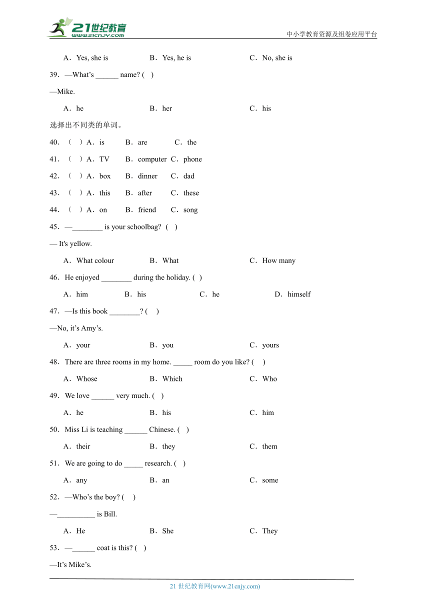 2023年小升初英语语法专题特训：代词  人教版(PEP)（含答案）