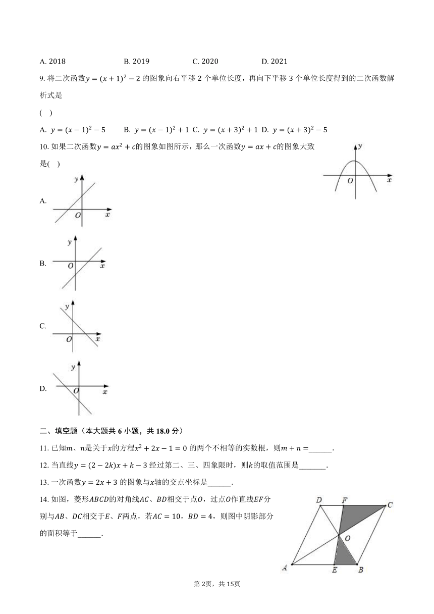 2023-2024学年湖南省长沙外国语学校九年级（上）入学数学试卷（含解析）