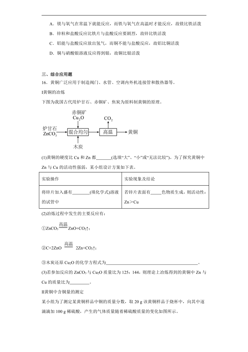 6.2金属的化学性质课时练习（含答案）科粤版化学九年级下册