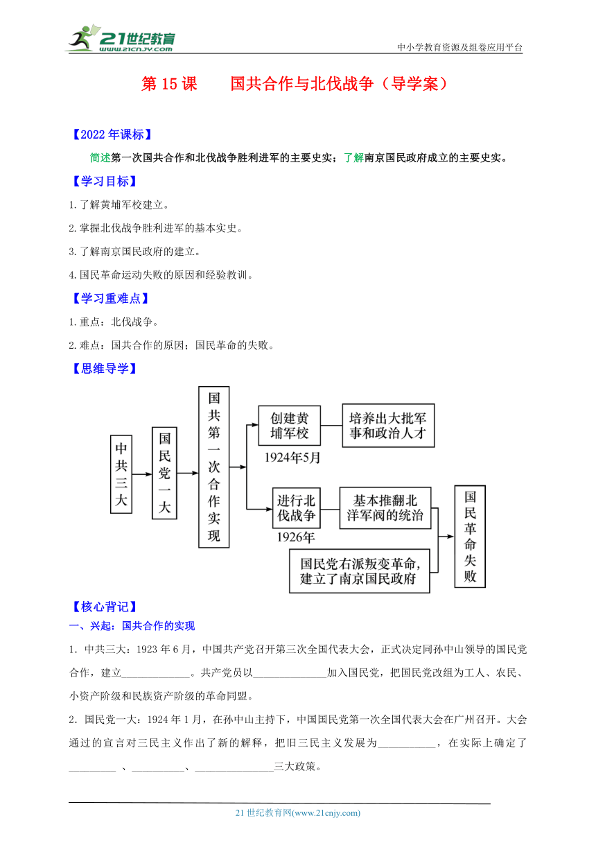 第15课  国共合作与北伐战争  导学案（含答案）