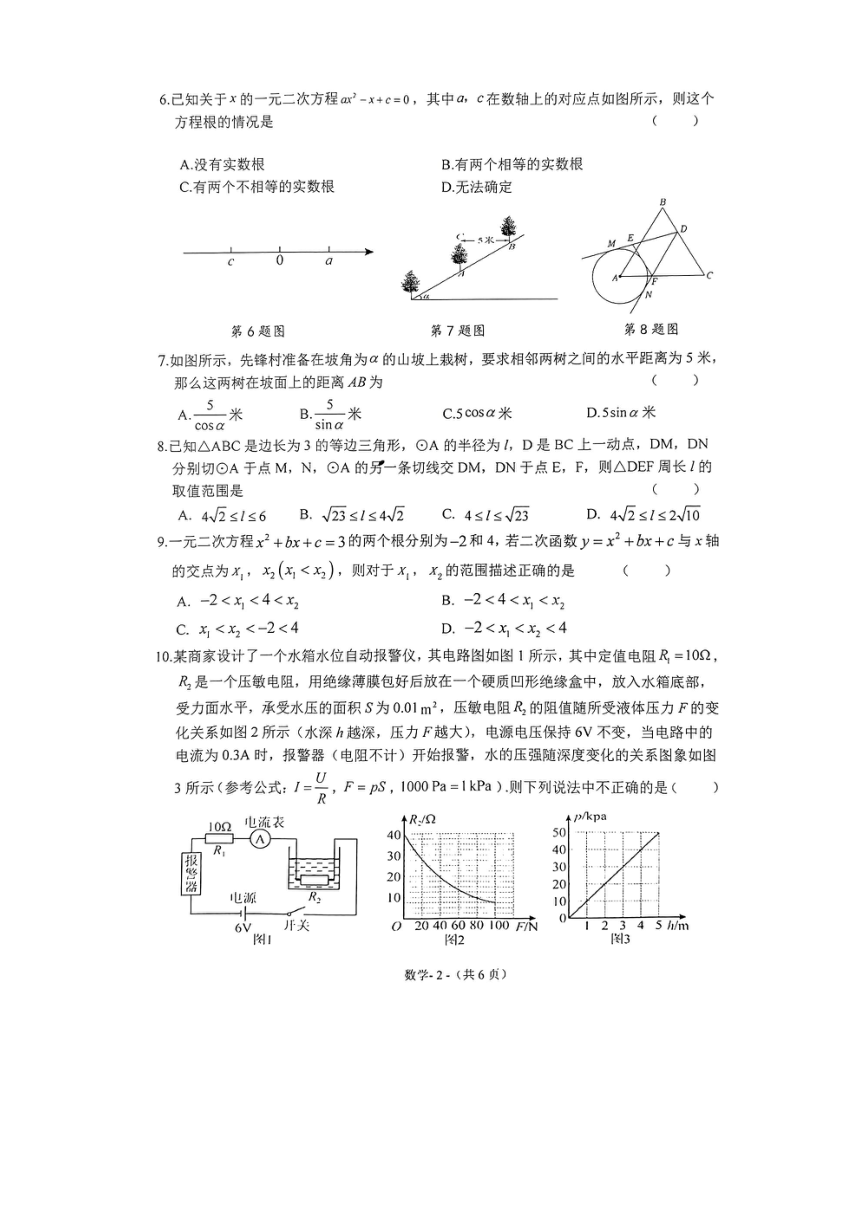 2024年河南省周口市扶沟县一模数学试题（PDF高清版，无答案）