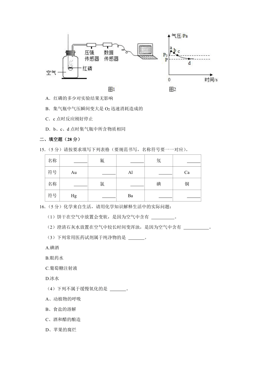 2023-2024学年广东省广州市景中实验中学九年级（上）（10月份）月考化学试卷（含解析）