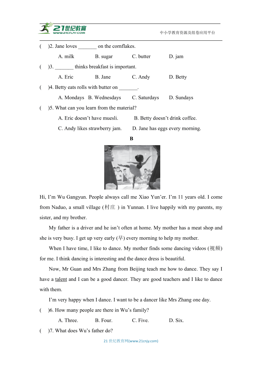 Module 4 Healthy food模块同步测试题1（含答案）