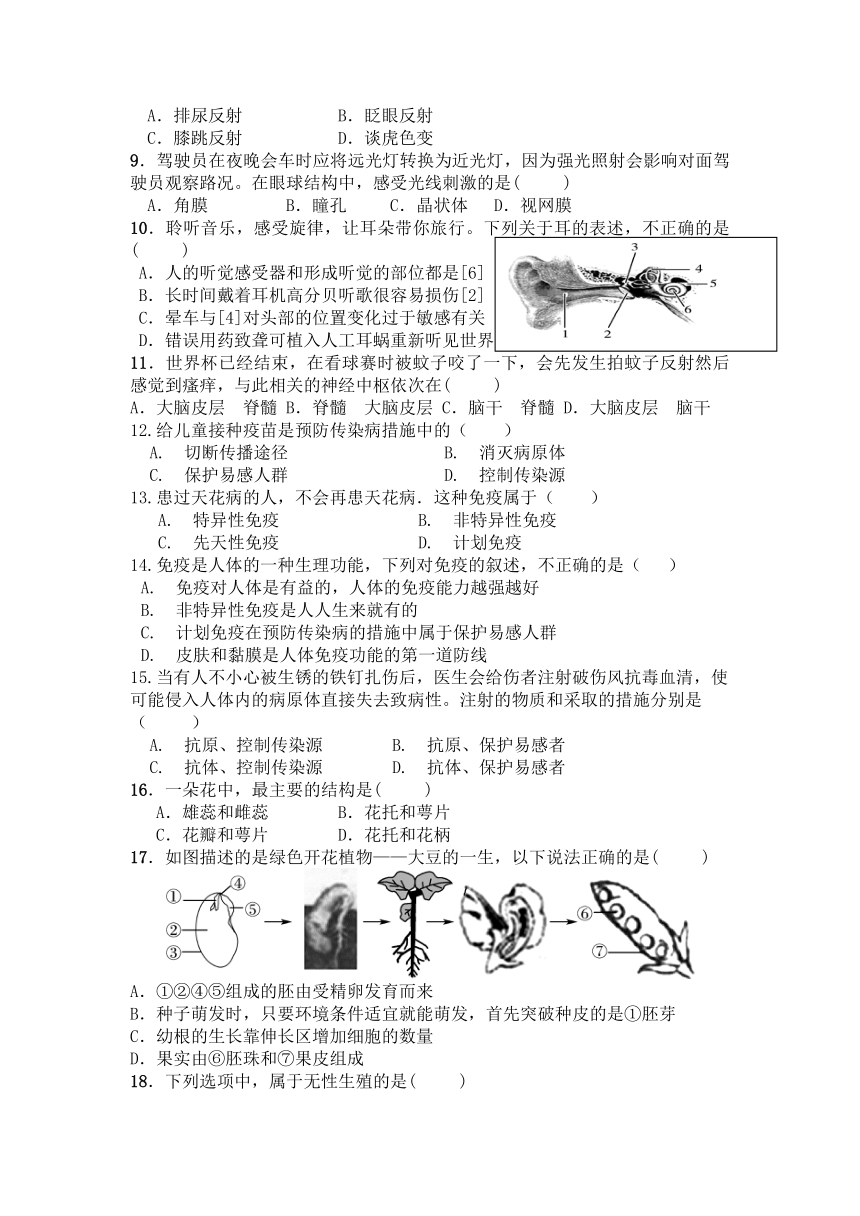 山东省菏泽市郓城县随官屯镇初级中学2023-2024学年九年级上学期第二次月考生物试题 （word版 含答案）