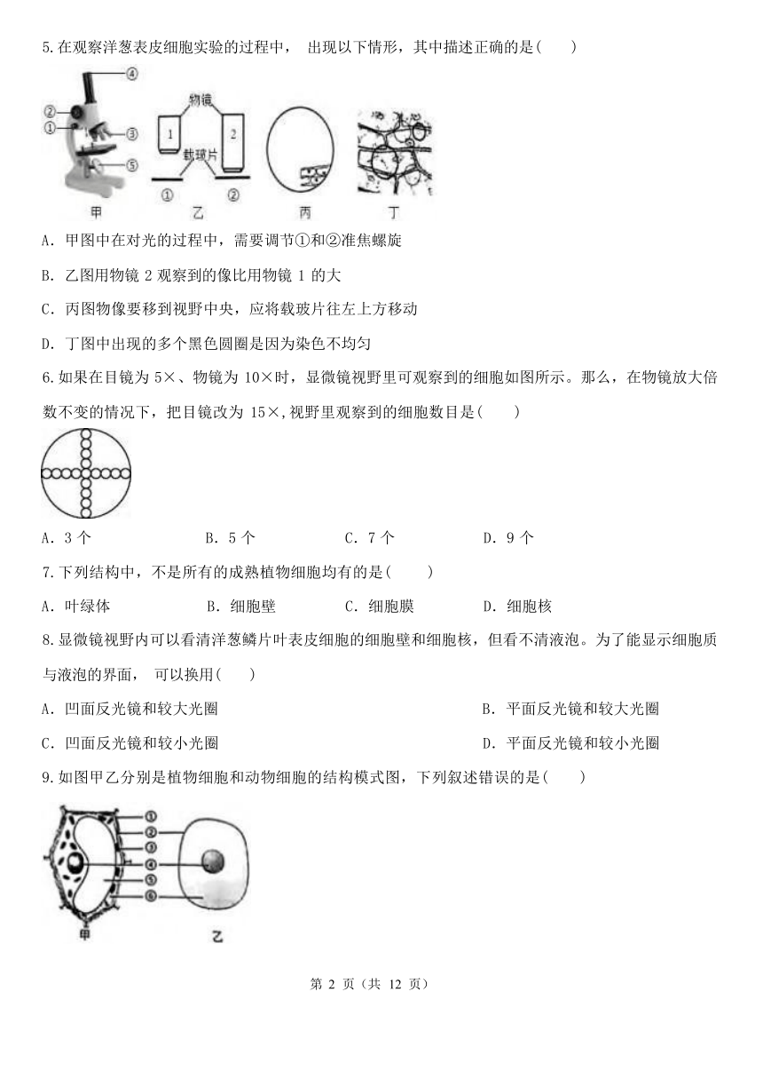 2.2 细胞 同步练习（含解析）