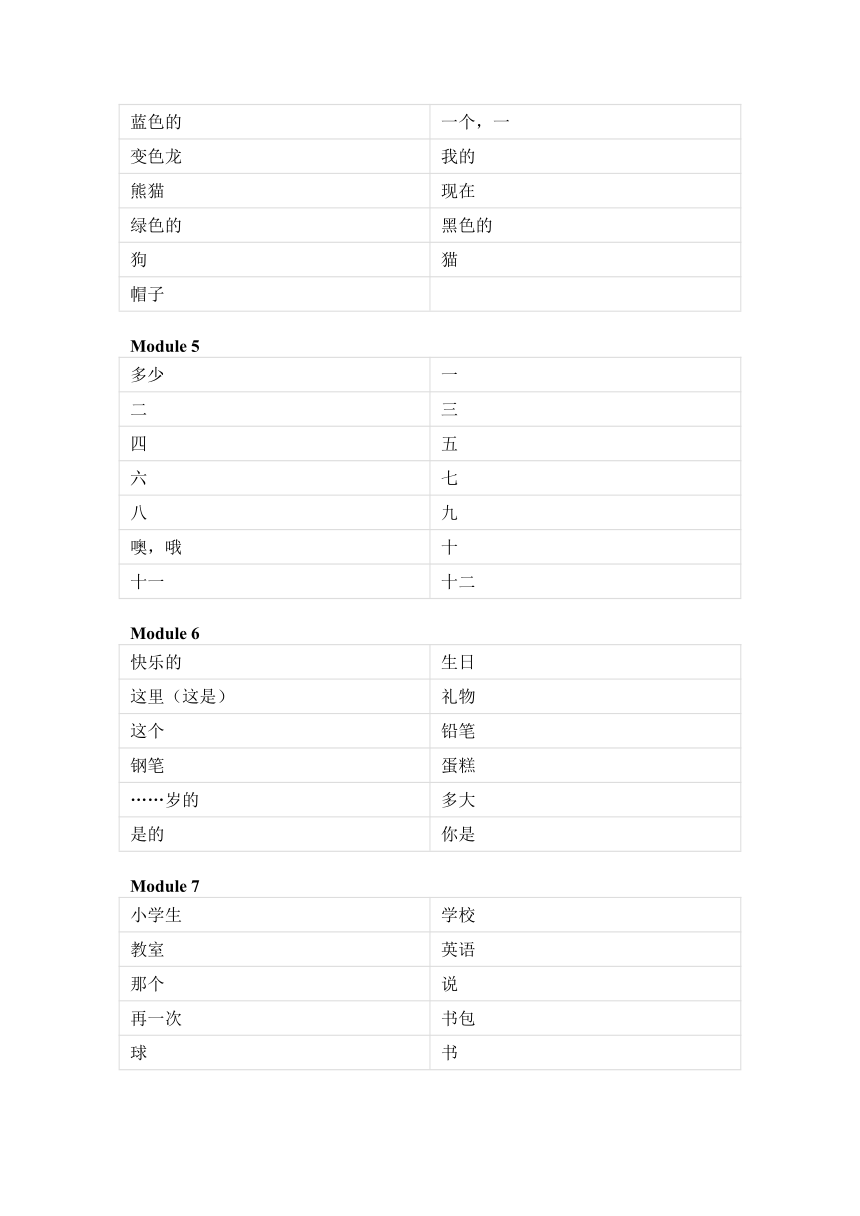 外研版（三起）小学英语三年级上册单词默写