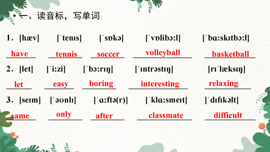 Unit 5 Do you have a soccer ball?  重点单词短语句型练习课件(共10张PPT)