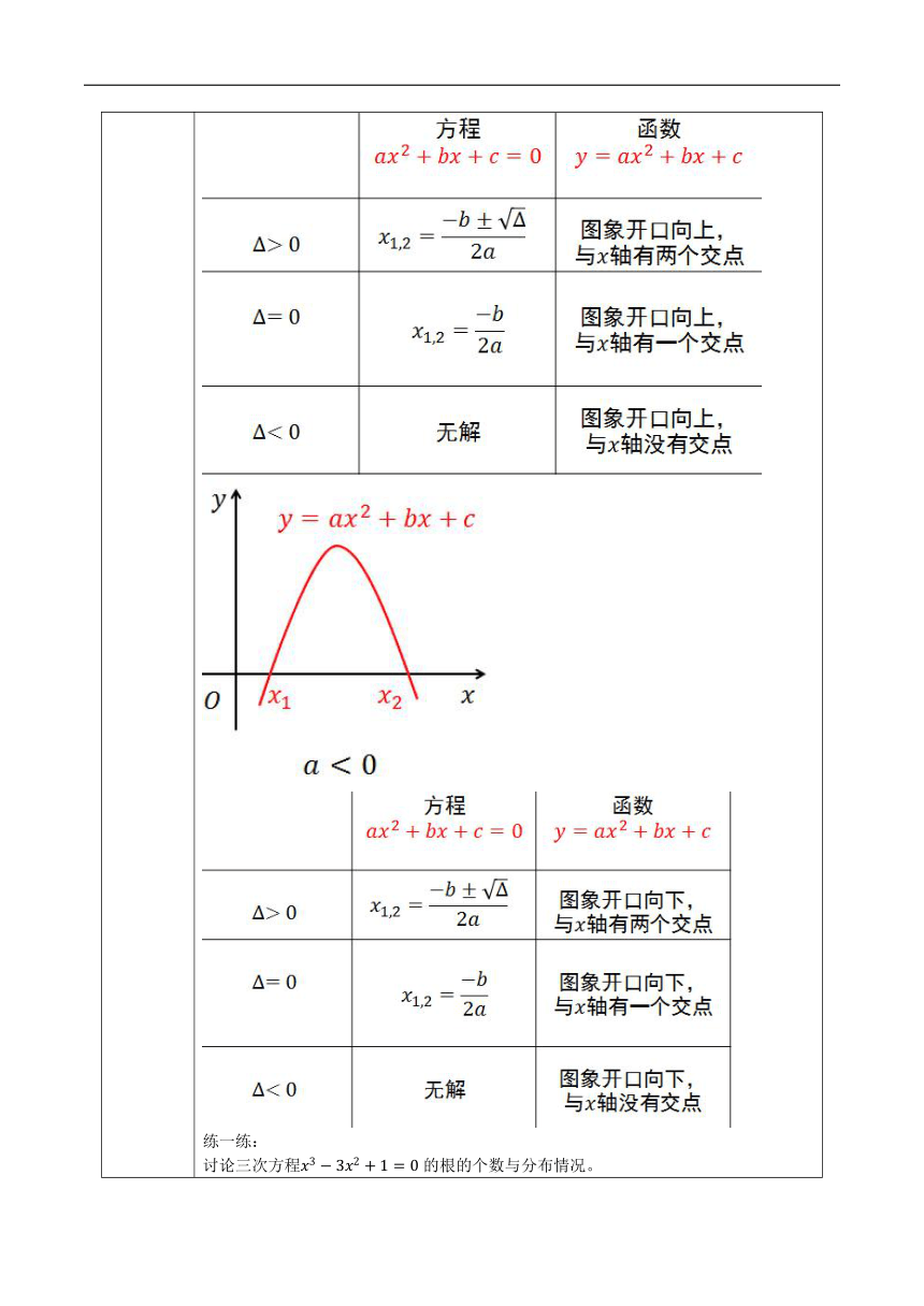 4.4函数与方程 教案（表格式） 2023-2024学年湘教版（2019）高中数学必修第一册