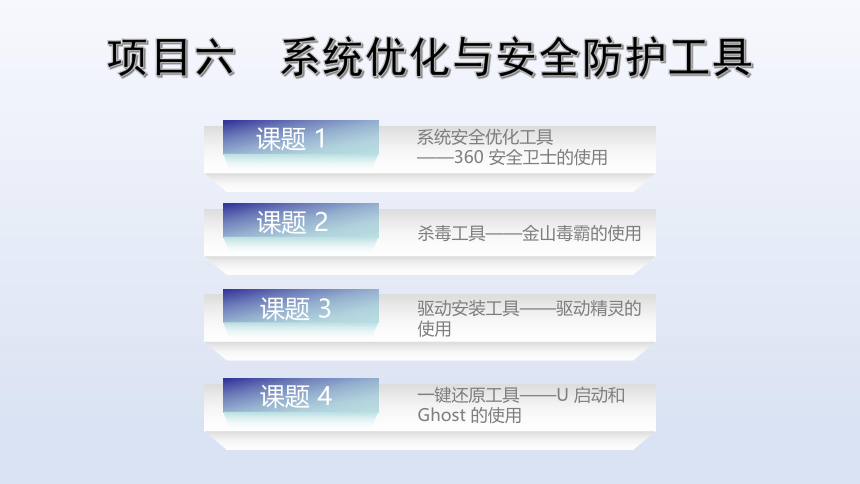 项目六?系统优化与安全防护工具 课件(共81张PPT)-《常用工具软件》同步教学（劳动版）
