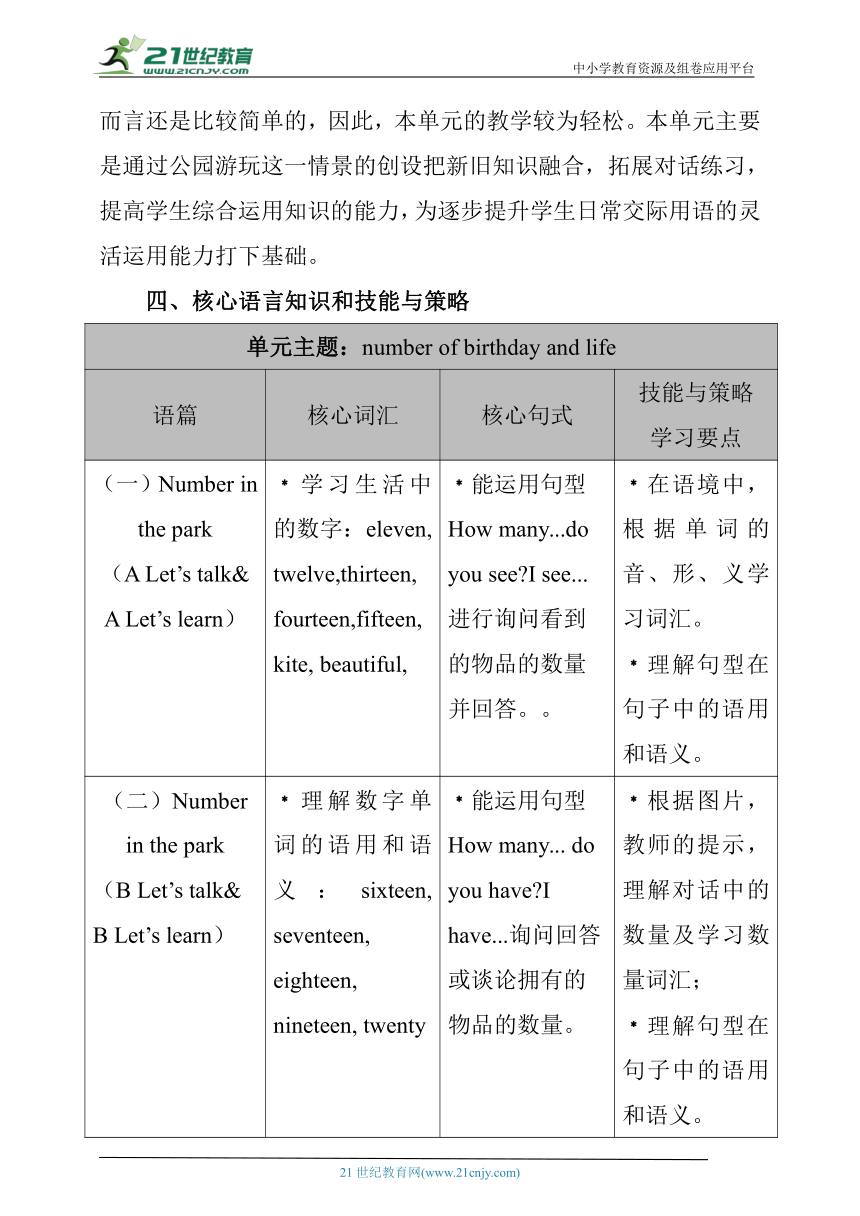 Unit 6 How many? B start to read&storytime大单元整体教学设计