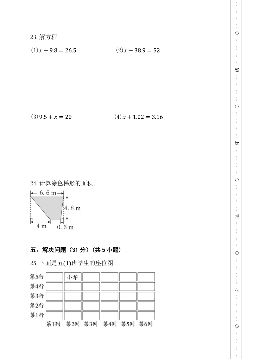 期末综合素养测评卷 人教版数学 五年级上册（含解析）