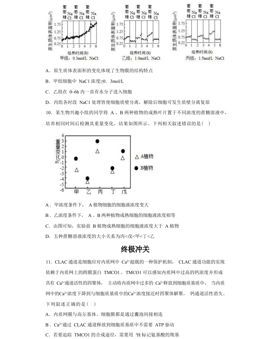 4.1 被动运输 综合练习-高一生物学（人教版2019必修1）（有解析）