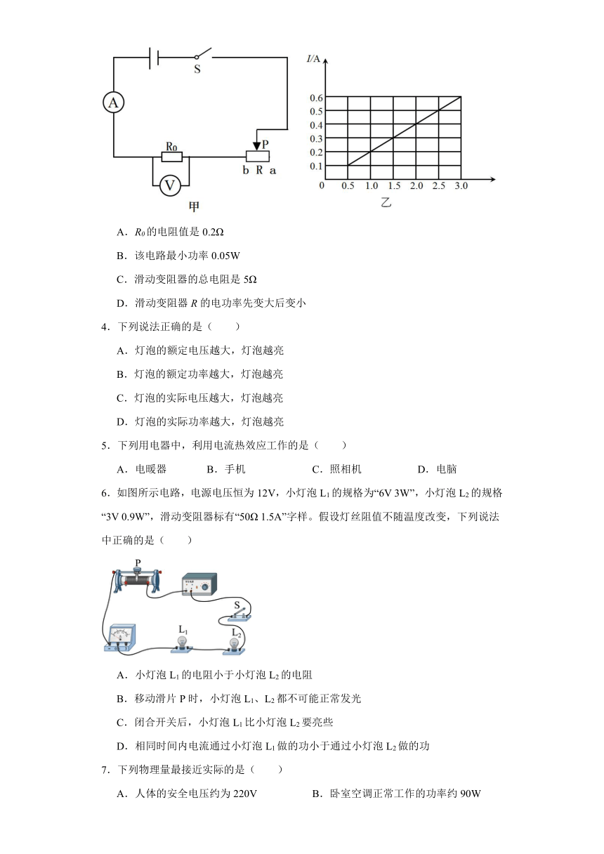 8.1电功率同步练习沪教版物理九年级第二学期（含答案）