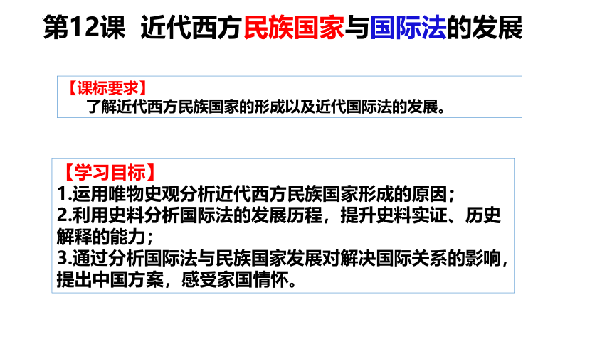 统编版（2019）选必1  2023-2024学年高二上学期历史  第四单元  第12课   近代西方民族国家与国际法的发展   课件（共17张PPT）