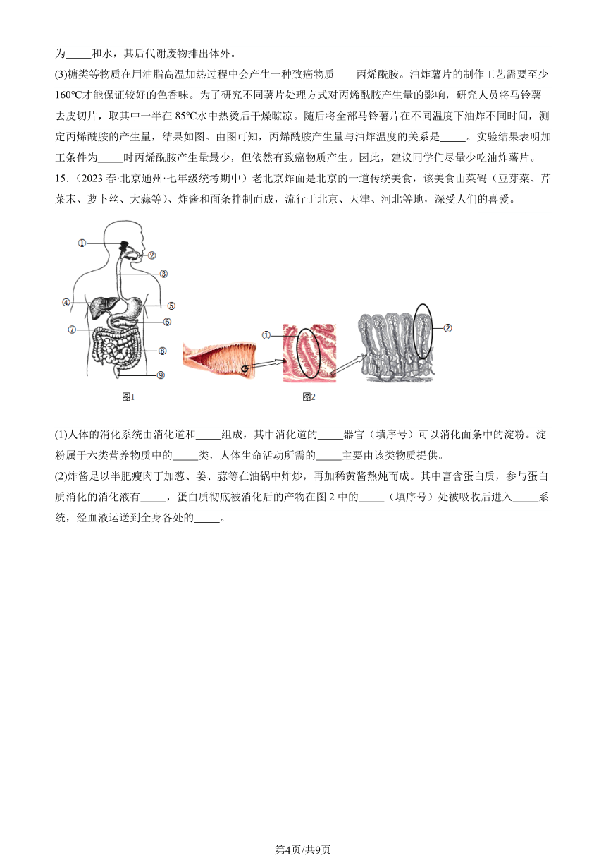 2023北京重点校初一（下）期中生物汇编：人和动物的营养习题（PDF版含解析）