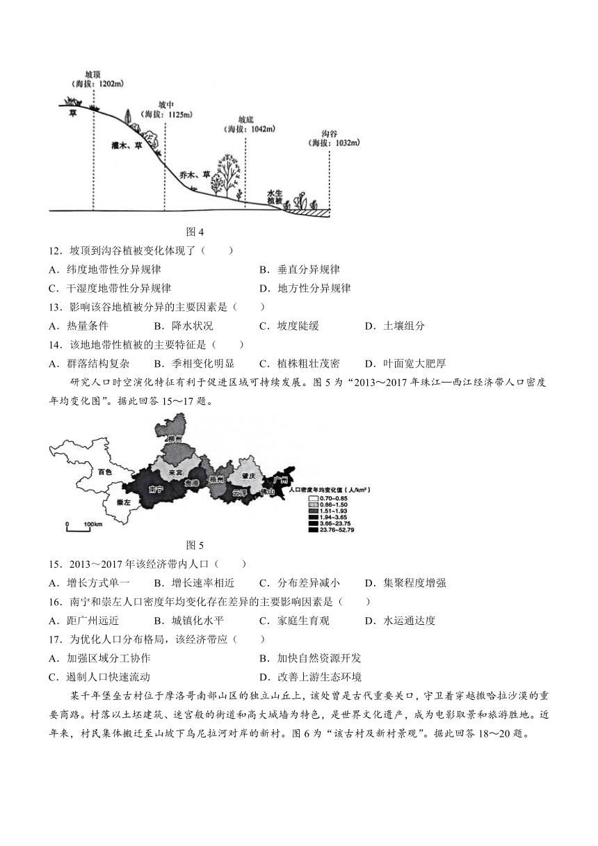 2024届江苏省徐州市，南通，连云港等地高三二模地理试题（含答案）