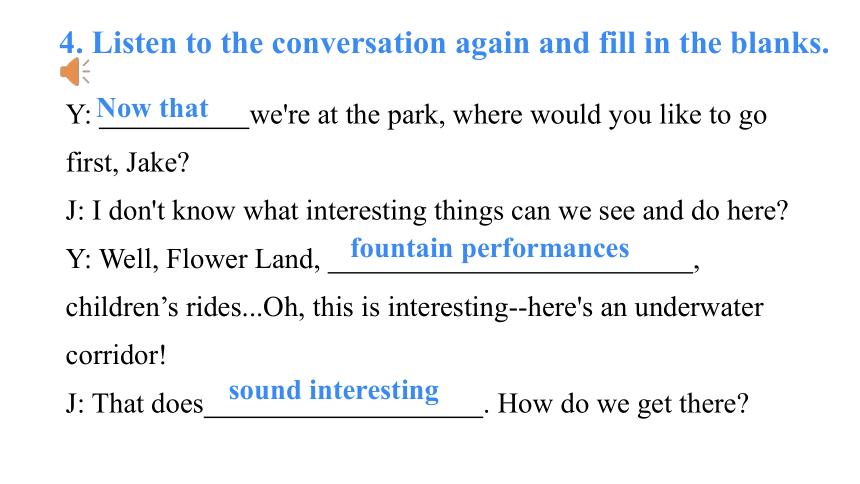 人教版（2019）  选择性必修第一册  Unit 3 Fascinating Parks  Using Language课件(共14张PPT，内镶嵌视频和音频)