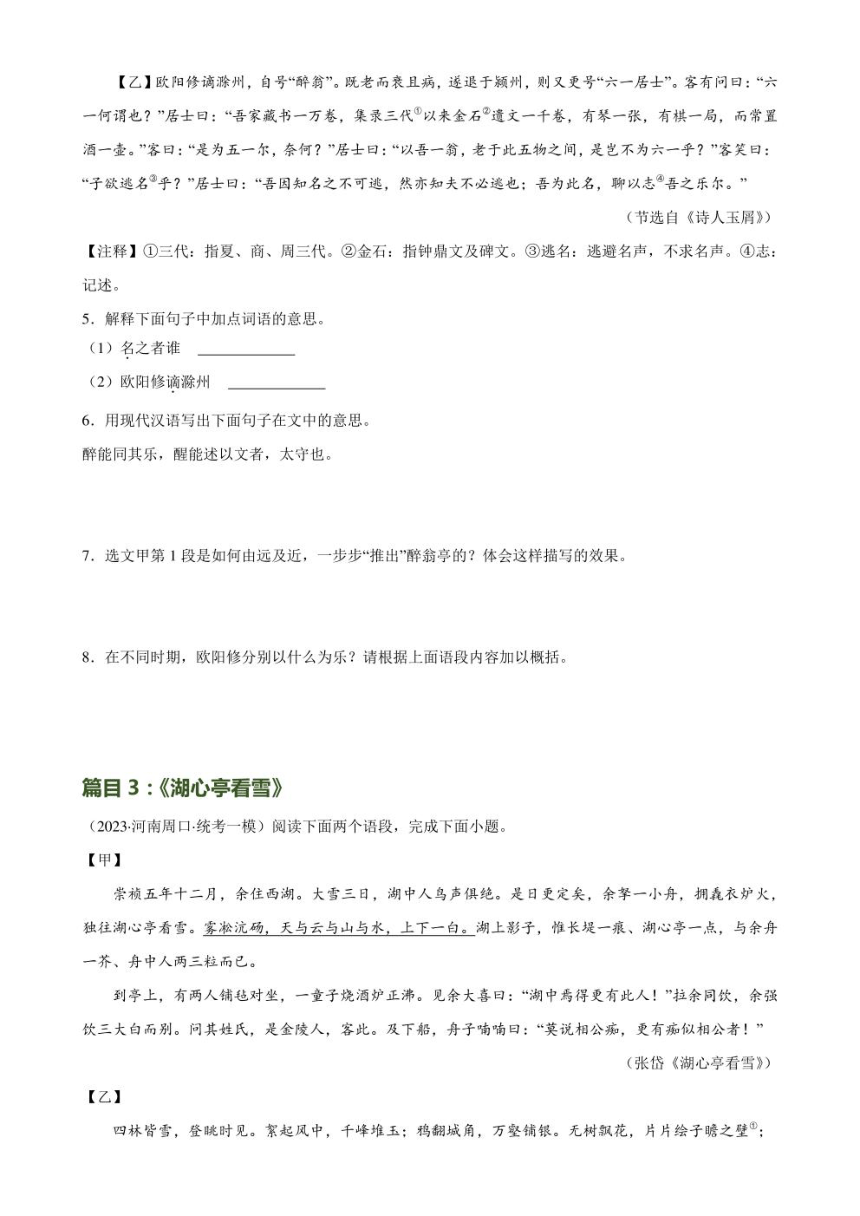 2024年中考语文复习专题19 九上课标文言文复习 专练（PDF学生版+解析版）