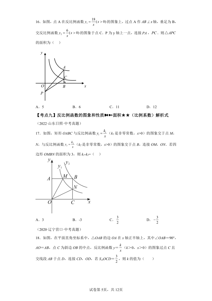 专题26.31《反比例函数》中考常考考点专题（1） 巩固篇 专项练习（含解析）2023-2024学年九年级数学下册人教版专项讲练