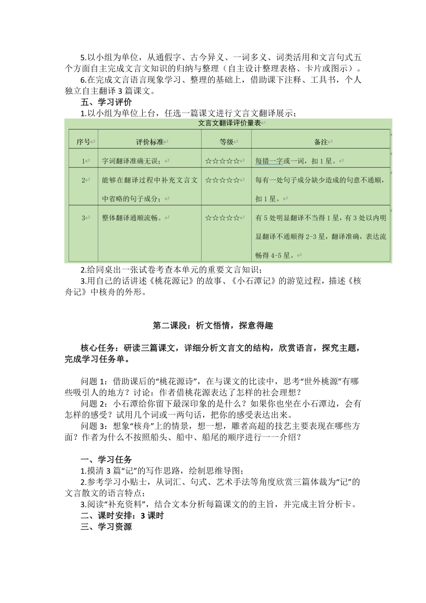 漫步古文雅苑——统编初中语文八年级下册第三单元整体教学设计(2)