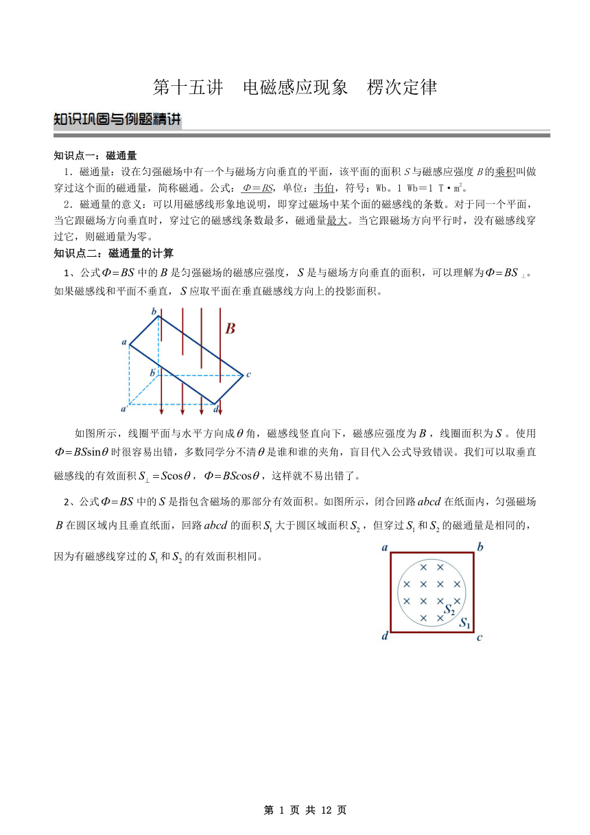 第13讲  电磁感应现象  楞次定律学案（无答案）2023-2024学年高二物理查漏补缺