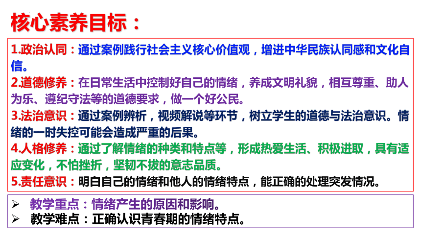 【核心素养目标】4.1青春的情绪  课件(共27张PPT+内嵌视频)-2023-2024学年统编版道德与法治七年级下册