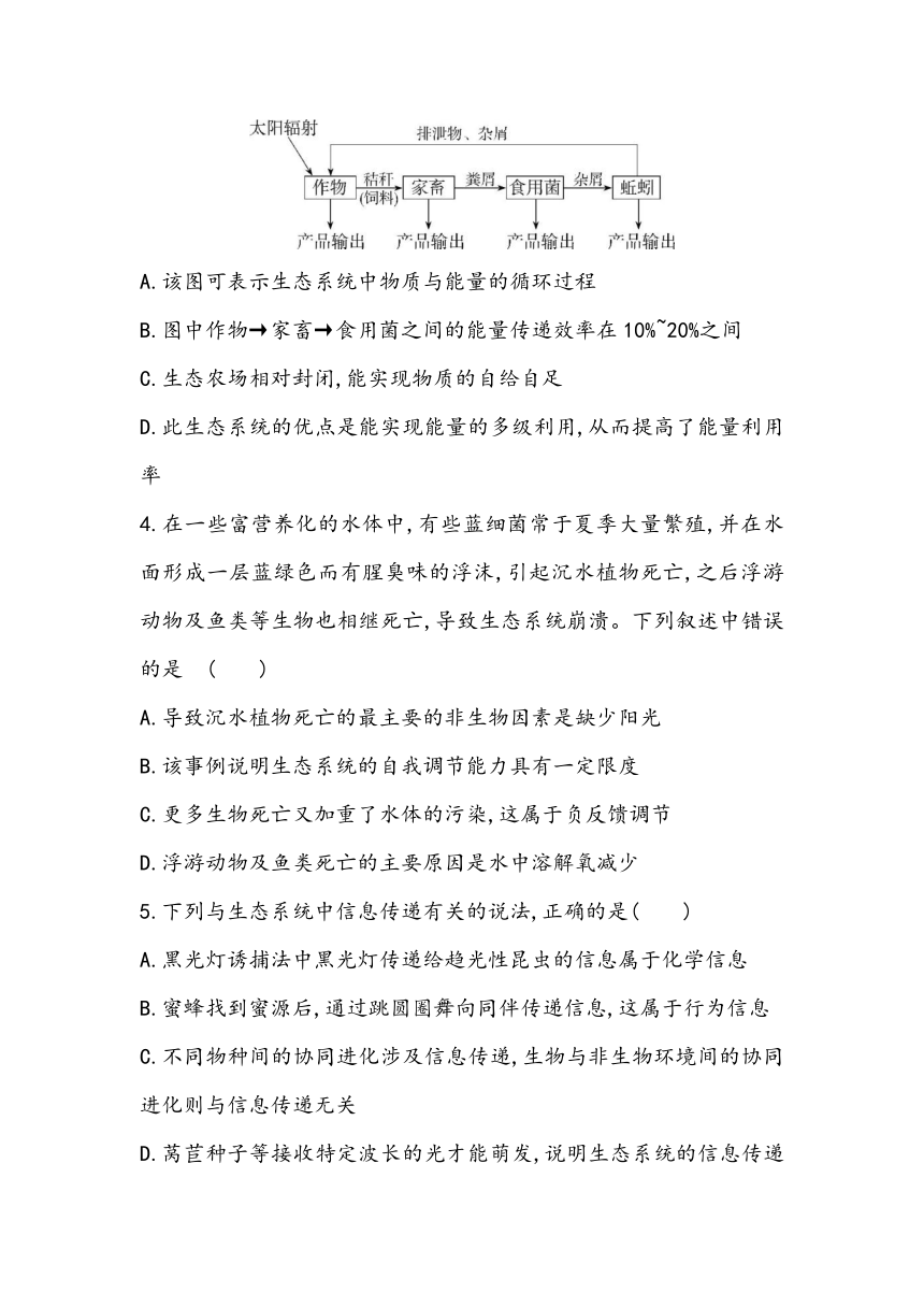 第3章《生态系统及其稳定性》章节小测2023~2024学年高中生物人教版（2019）选择性必修2（含答案）