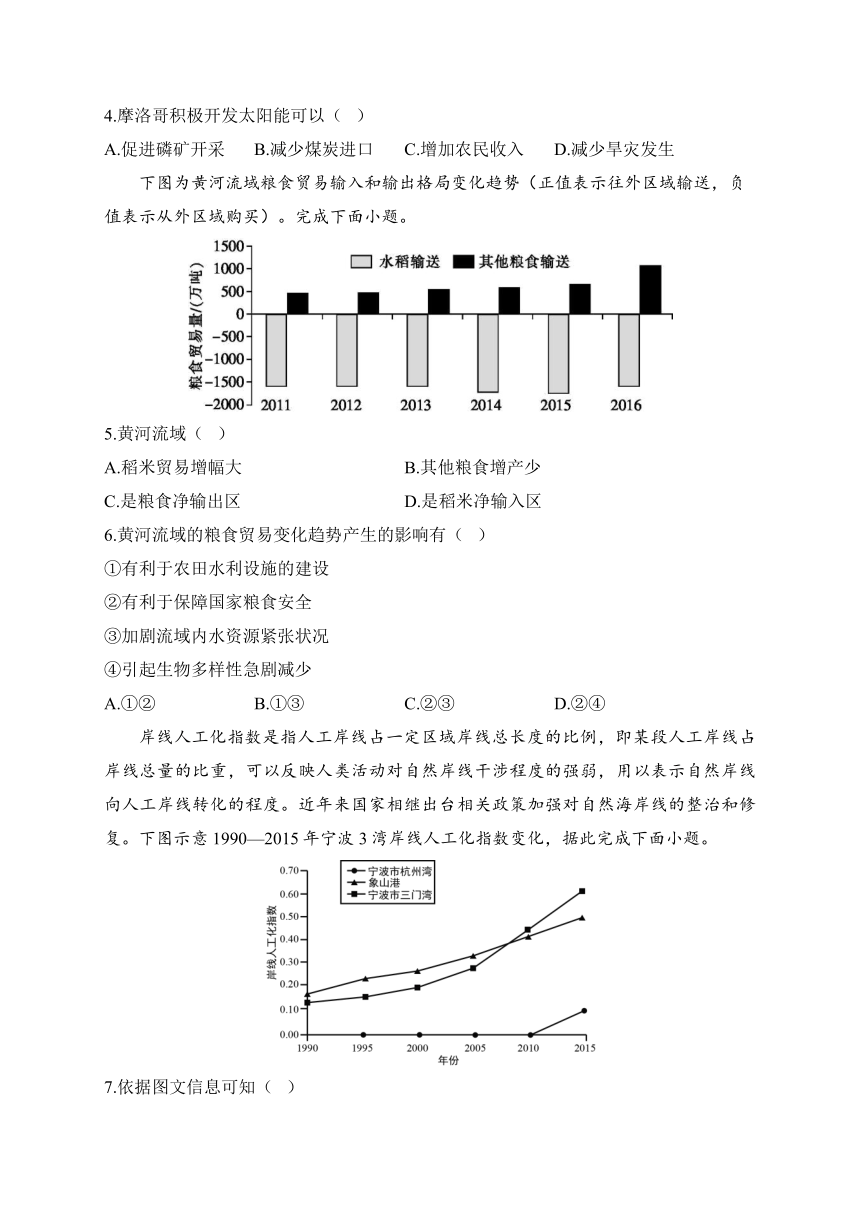 2024届新高考地理一轮复习题型练--资源、环境与国家安全（解析版）