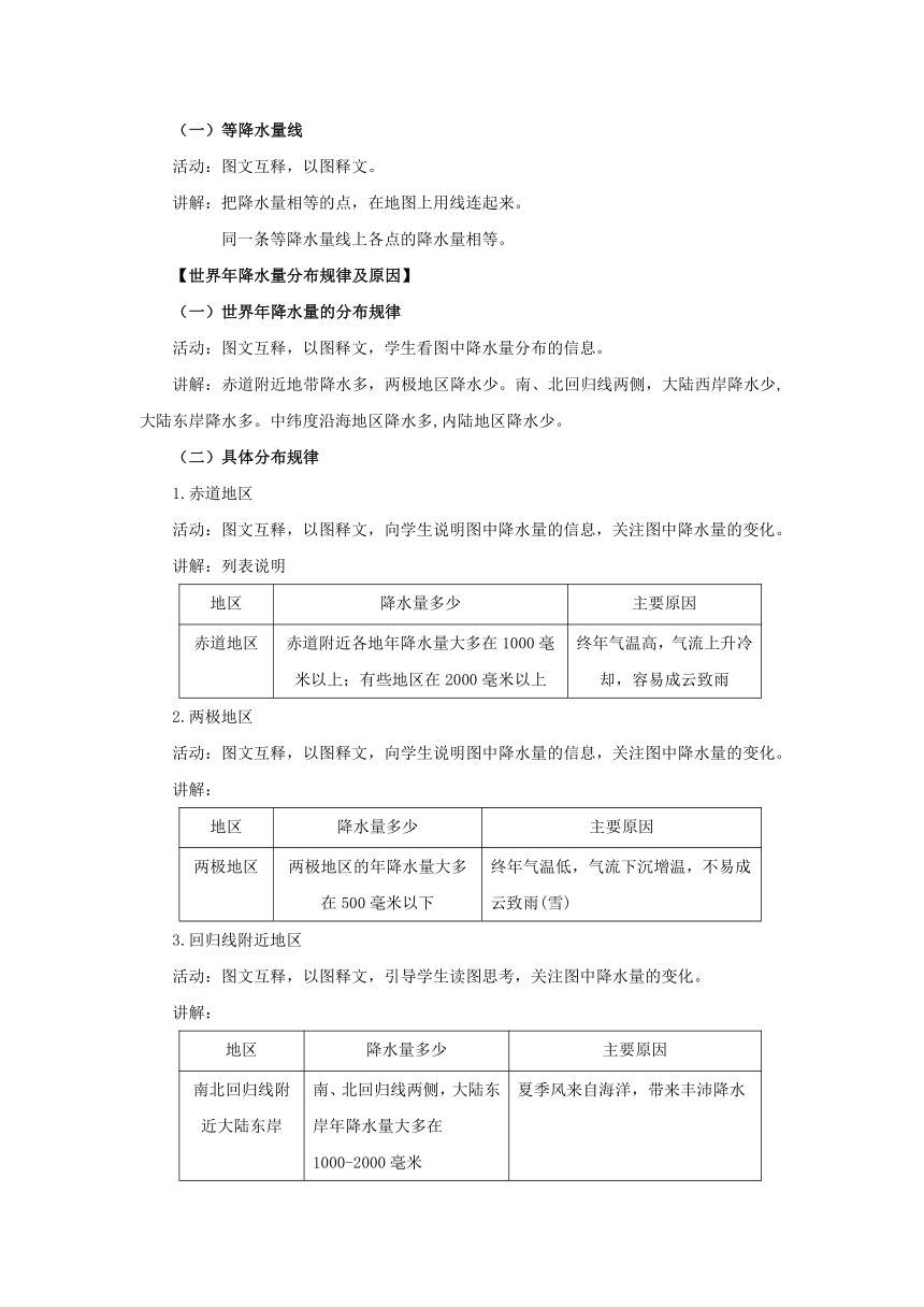 初中地理人教版七上3.3 降水的变化与分布 第2课时 教案