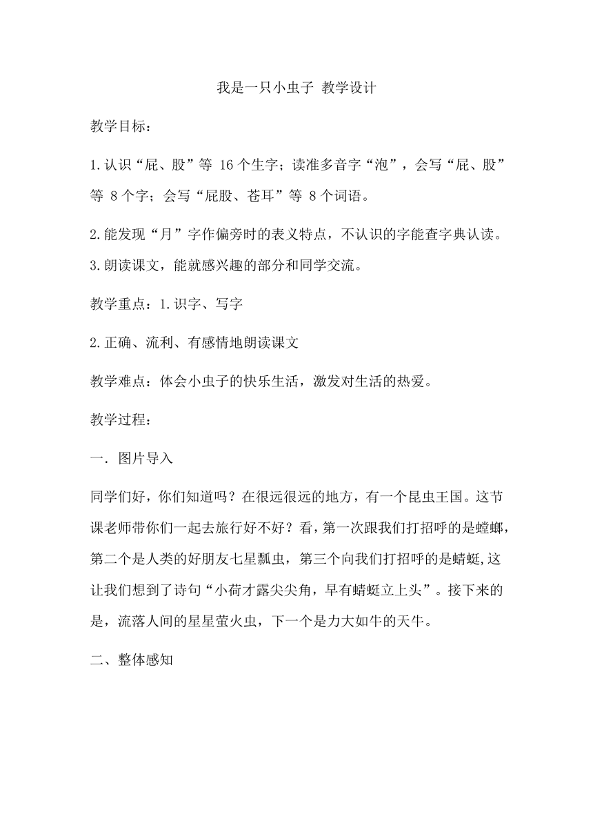 11我是一只小虫子 教学设计