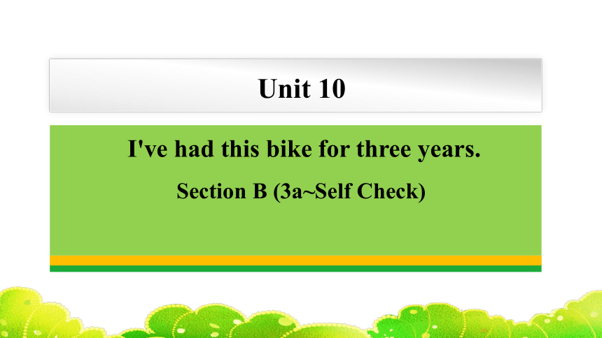 Unit 10  I've had this bike for three years. Section B 3a-Self Check课件(共28张PPT)人教版英语八年级下册