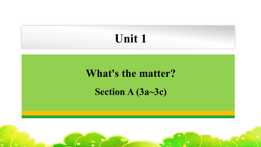 Unit 1 What's the matter? Section A (3a~3c) 课件(共26张PPT) 2023-2024学年人教版英语八年级下册