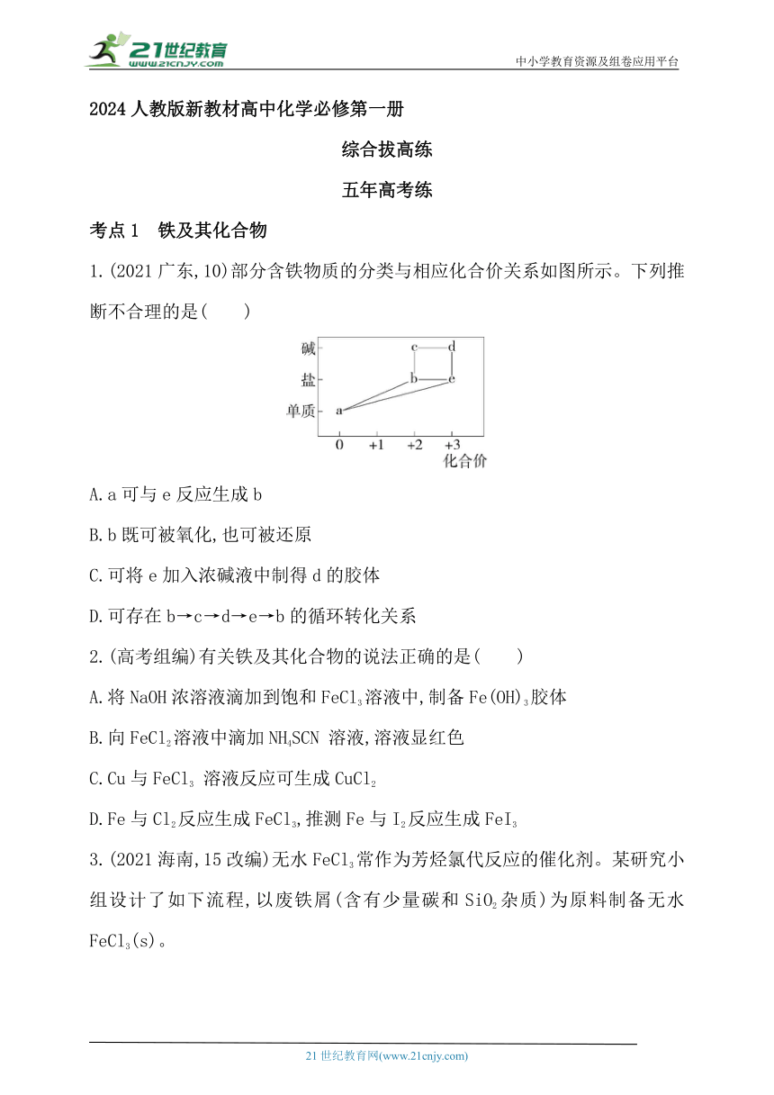 2024人教版新教材高中化学必修第一册同步练习--第三章　铁　金属材料综合拔高练（含解析）