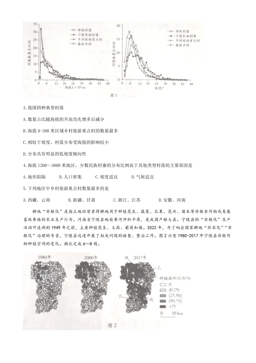 安徽省多校联考2023-2024学年高三下学期3月月考地理试题（含答案）