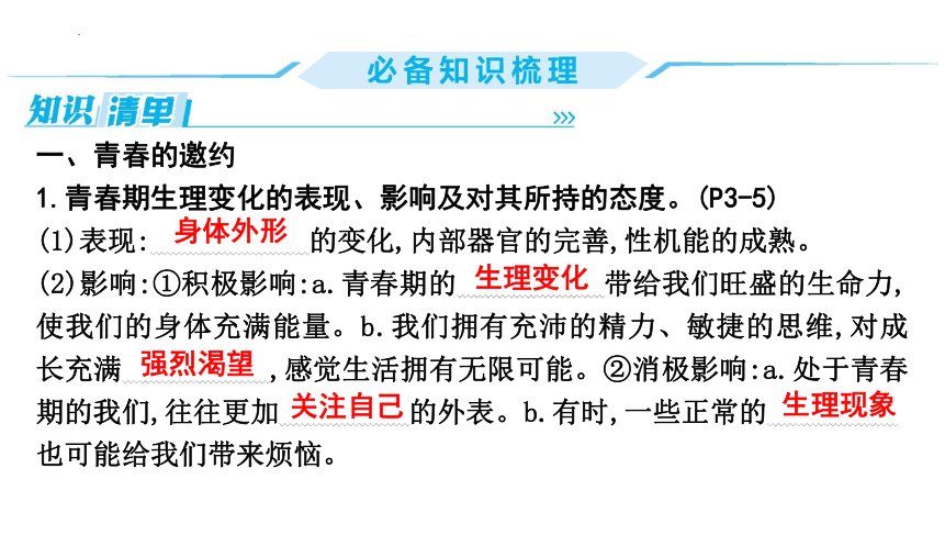 第一单元  青春时光  复习课件(共28张PPT) 统编版道德与法治七年级下册