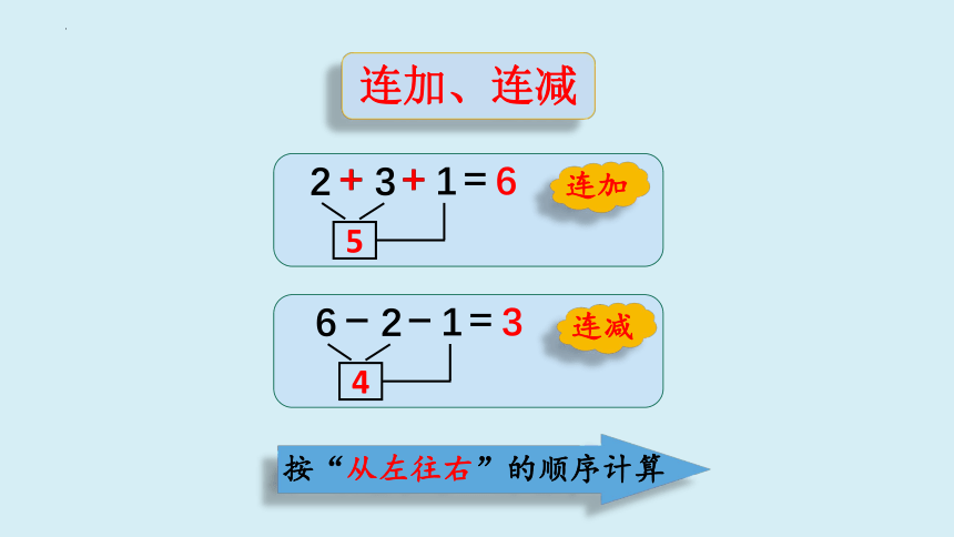 沪教版一年级上册数学 连加、连减（课件）(共10张PPT)