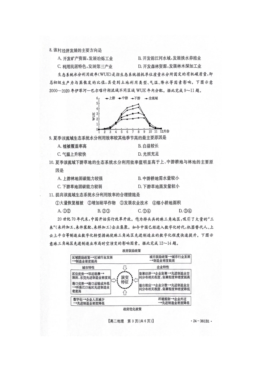 江西省部分高中学校2023-2024学年高二下学期联考地理试卷（扫描版无答案）