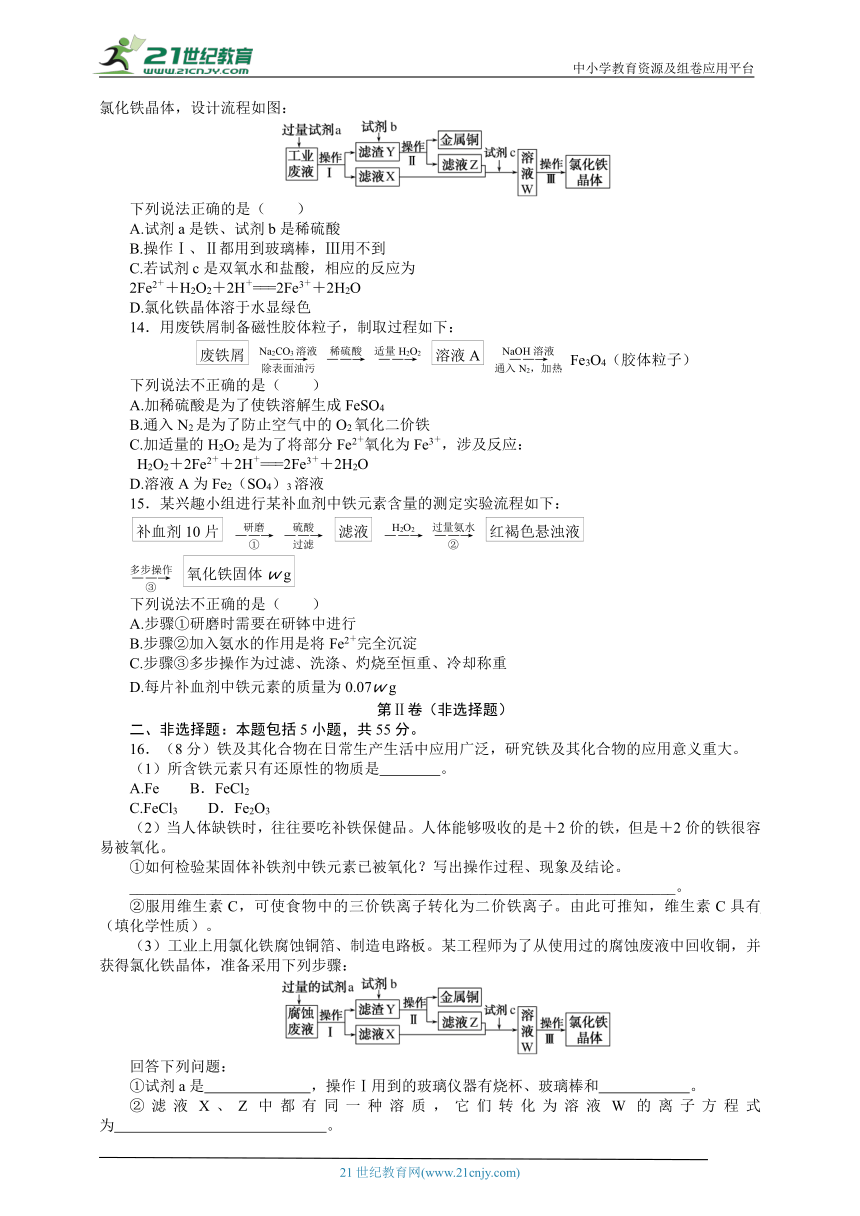 2023-2024学年人教版高一化学必修一  第三章　铁　金属材料  章末质量检测卷 （含解析）