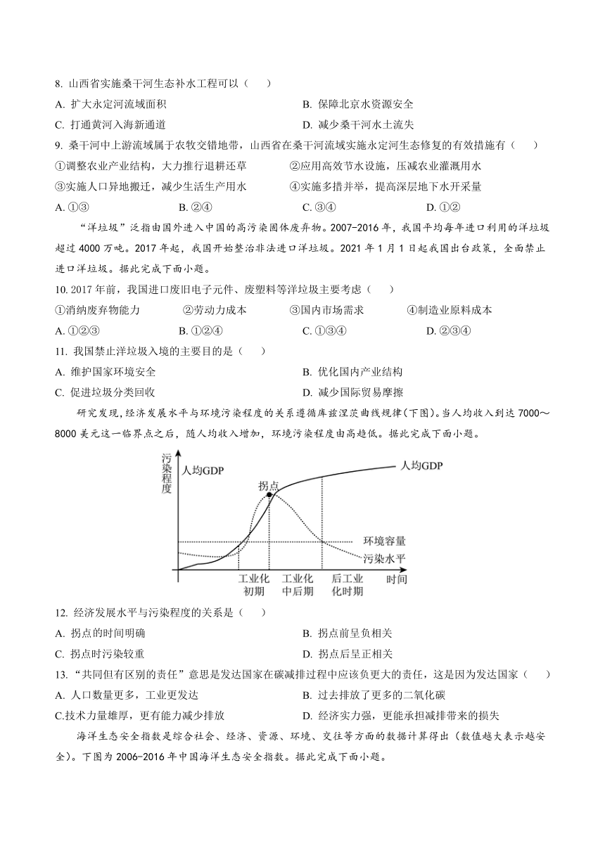 山东省东营市利津县高级中学2023-2024学年高二下学期3月月考地理试题（含答案）