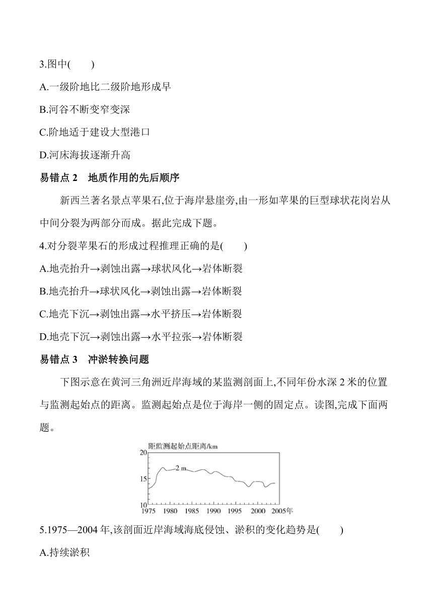 2024湘教版新教材高中地理选择性必修1同步练习--第二章　岩石圈与地表形态复习提升（含解析）