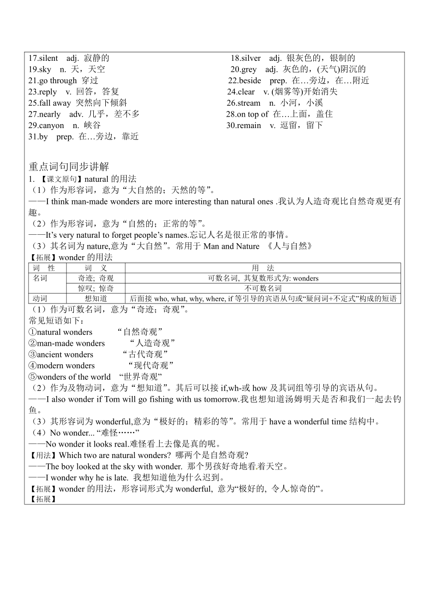 Module1 Wonders of the world 时态复习辅导讲义（表格式含答案）